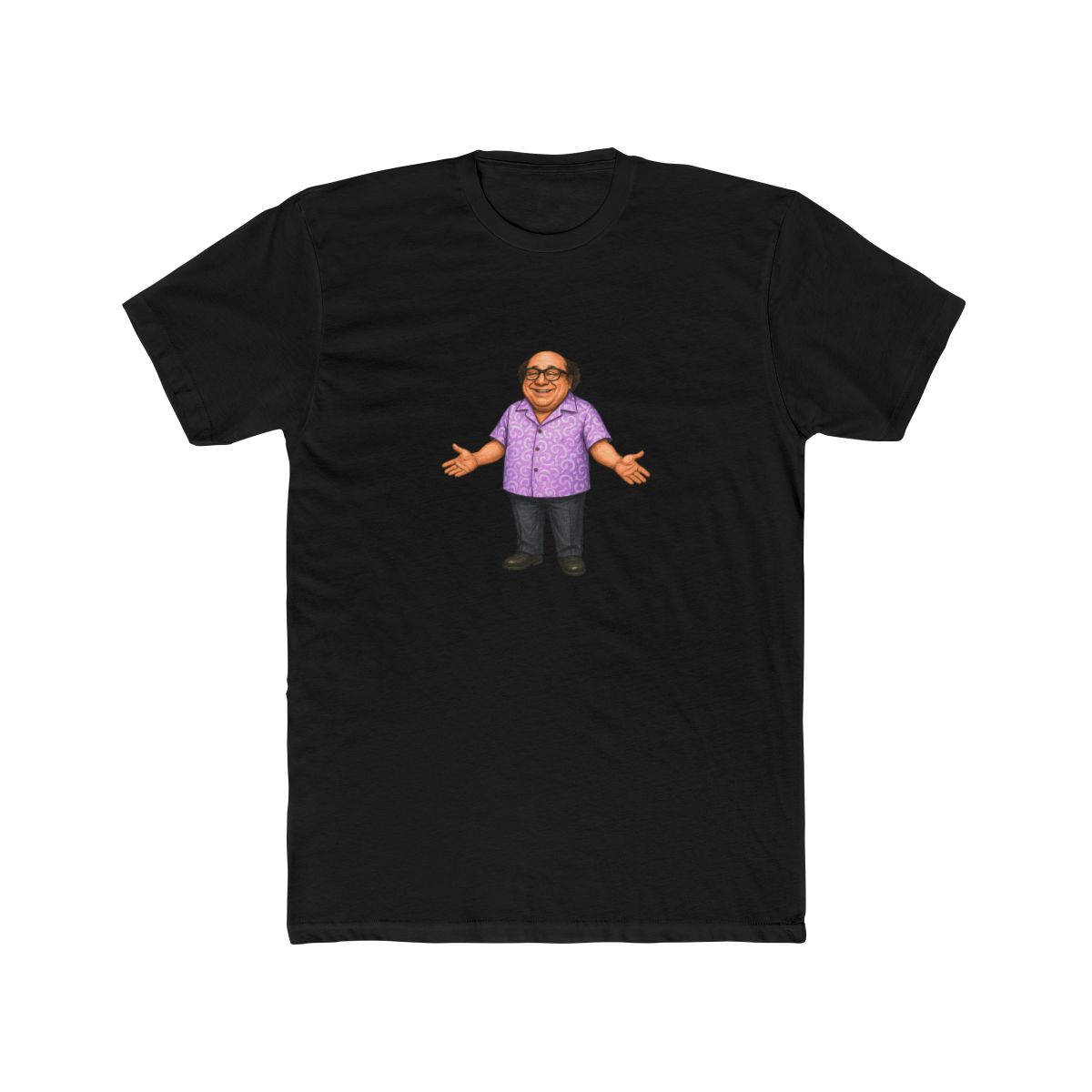 Cheerful Cartoon Man in Floral Shirt T-Shirt - alternate angle 4, merchandise