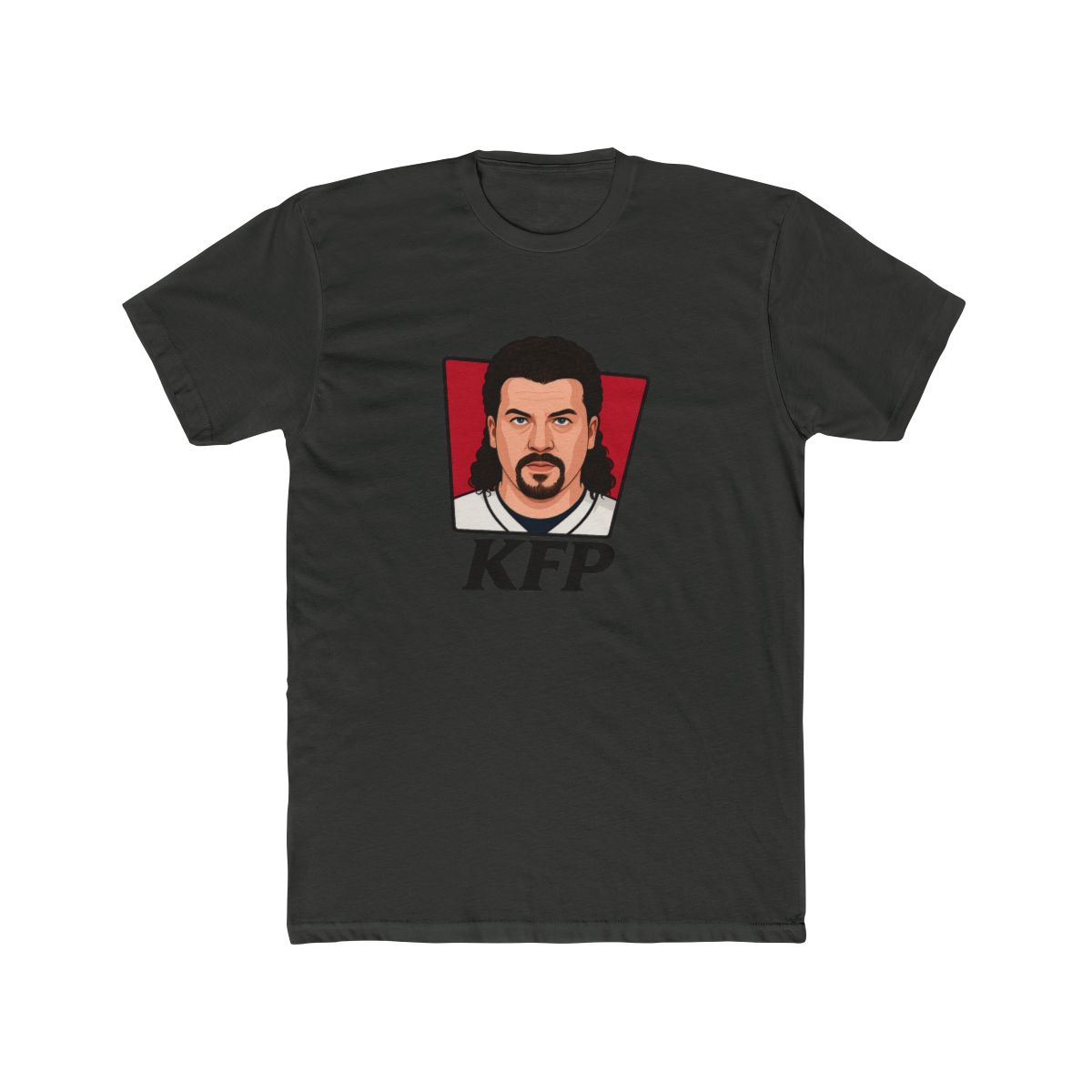Funny KFP Curly Haired Man Cartoon T-Shirt - alternate angle 5, merchandise